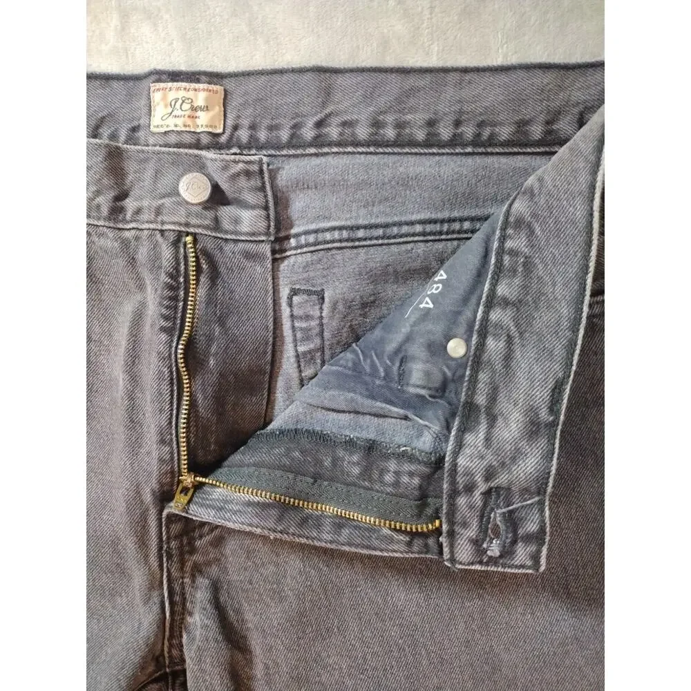 J.CREW 484 Jeans Mens 35x32 Black Tapered Leg Slim Cotton Western Grunge Goth